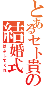 とあるセト貴の結婚式（はよしてくれ）