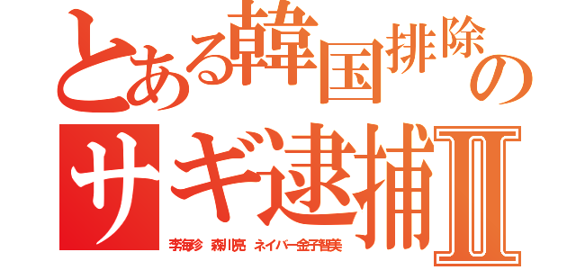 とある韓国排除のサギ逮捕寸前Ⅱ（李海珍 森川亮 ネイバー金子智美）