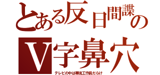 とある反日間諜のＶ字鼻穴（テレビの中は寒流工作員だらけ）