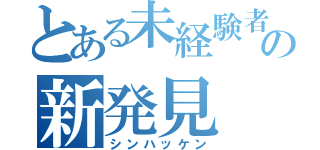 とある未経験者の新発見（シンハッケン）