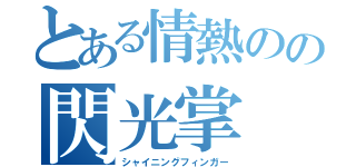 とある情熱のの閃光掌（シャイニングフィンガー）