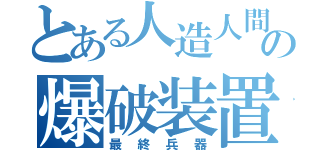 とある人造人間の爆破装置（最終兵器）