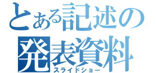 とある記述の発表資料（スライドショー）