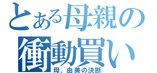 とある母親の衝動買い（母、由美の決断）