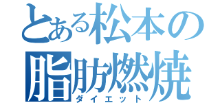 とある松本の脂肪燃焼（ダイエット）