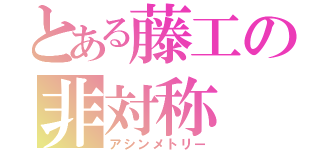 とある藤工の非対称（アシンメトリー）