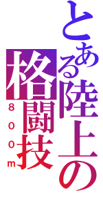 とある陸上の格闘技（８００ｍ）