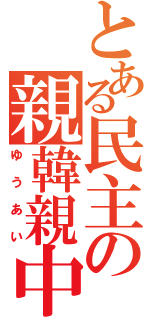 とある民主の親韓親中（ゆ　う　あ　い）