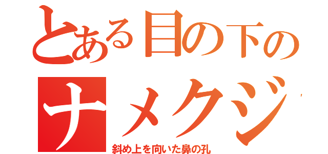 とある目の下のナメクジ（斜め上を向いた鼻の孔）