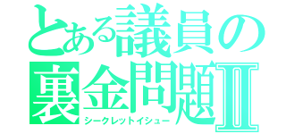 とある議員の裏金問題Ⅱ（シークレットイシュー）