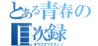 とある青春の目次録（オラワクワクスッゾ）