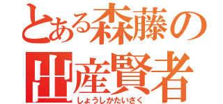 とある森藤の出産賢者（しょうしかたいさく）