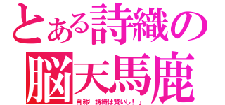 とある詩織の脳天馬鹿（自称「詩織は賢いし！」）