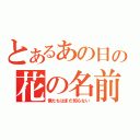 とあるあの日の花の名前（僕たちはまだ知らない）