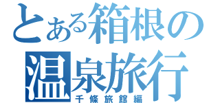 とある箱根の温泉旅行（千條旅館編）