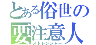 とある俗世の要注意人物（ストレンジャー）