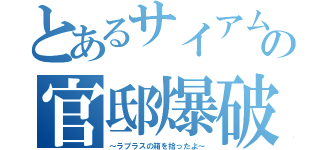 とあるサイアムの官邸爆破（～ラプラスの箱を拾ったよ～）