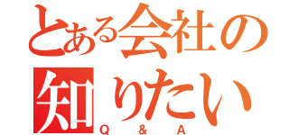 とある会社の知りたい所（Ｑ＆Ａ）