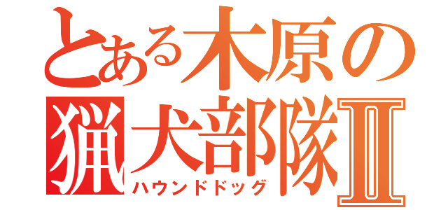 とある木原の猟犬部隊Ⅱ（ハウンドドッグ）