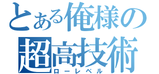 とある俺様の超高技術（ローレベル）