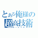 とある俺様の超高技術（ローレベル）