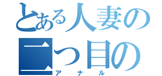 とある人妻の二つ目の穴（アナル）