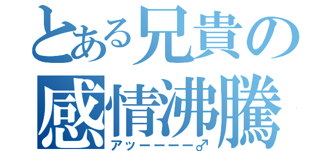 とある兄貴の感情沸騰（アッーーーー♂）