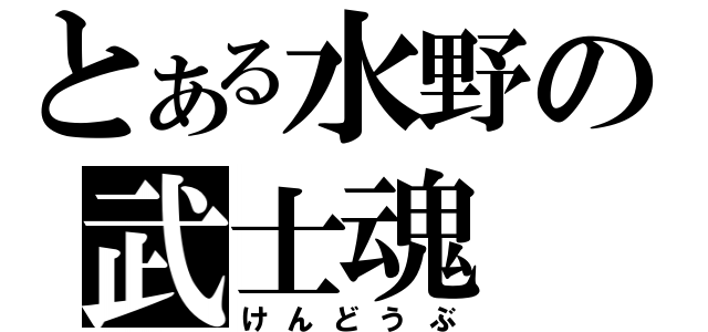 とある水野の武士魂（けんどうぶ）