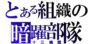 とある組織の暗躍部隊（十三機関）