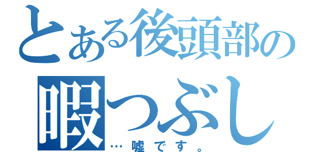 とある後頭部の暇つぶし（…嘘です。）