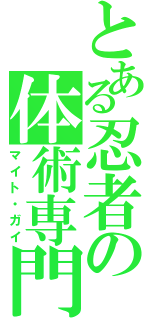 とある忍者の体術専門（マイト・ガイ）