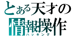 とある天才の情報操作（ハッキング）