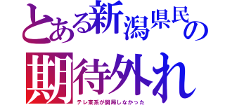 とある新潟県民の期待外れ（テレ東系が開局しなかった）