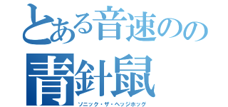 とある音速のの青針鼠（ソニック・ザ・ヘッジホッグ）