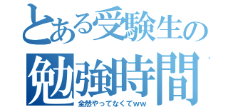 とある受験生の勉強時間（全然やってなくてｗｗ）