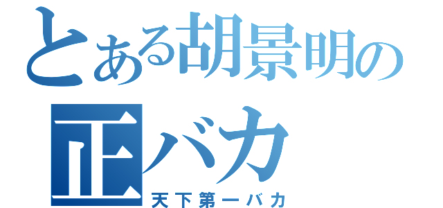 とある胡景明の正バカ（天下第一バカ）