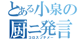 とある小泉の厨ニ発言（コロスゾテメー）