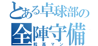 とある卓球部の全陣守備（粒高マン）