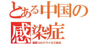 とある中国の感染症（新型コロナウイルス肺炎）