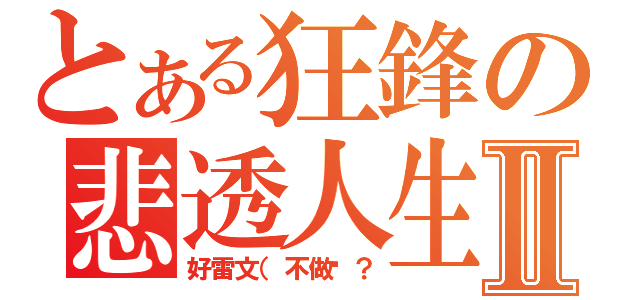 とある狂鋒の悲透人生Ⅱ（好雷文（不做嗎？）