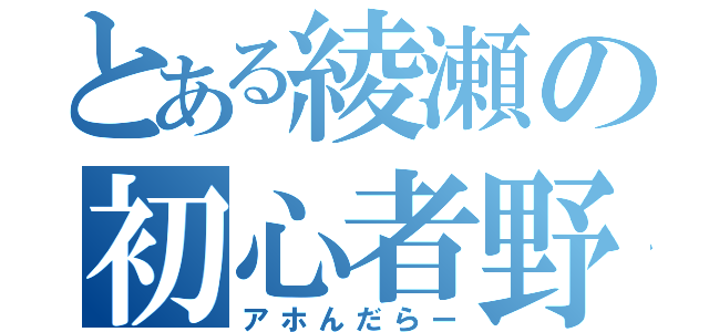 とある綾瀬の初心者野郎（アホんだらー）