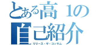 とある高１の自己紹介（リリース・ザ・ゴッサム）