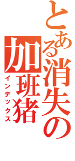 とある消失の加班猪（インデックス）