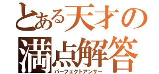 とある天才の満点解答（パーフェクトアンサー）