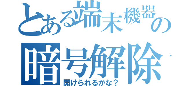 とある端末機器の暗号解除（開けられるかな？）