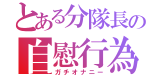 とある分隊長の自慰行為（ガチオナニー）