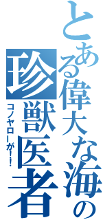 とある偉大な海の珍獣医者（コノヤローが！！）