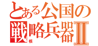 とある公国の戦略兵器Ⅱ（核）