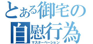 とある御宅の自慰行為（マスターベーション）