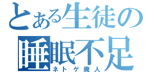 とある生徒の睡眠不足（ネトゲ廃人）